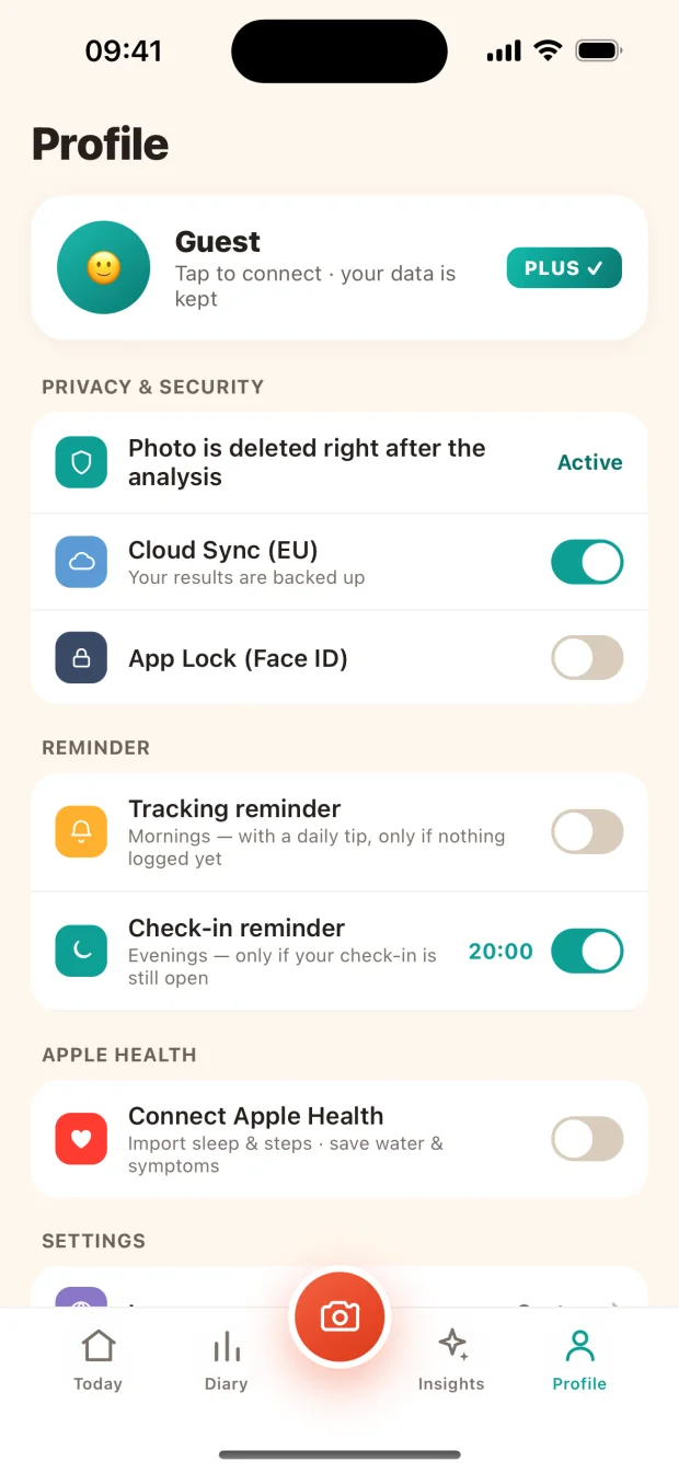 Apple Health connection in the Mr. Toots profile