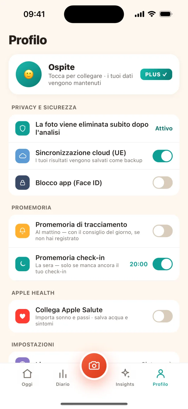 Connessione ad Apple Health nel profilo di Mr. Toots