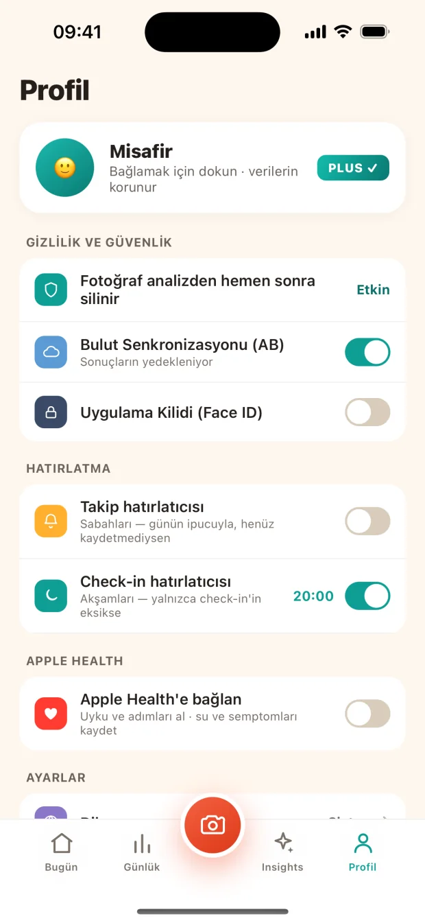 Mr. Toots profilinde Apple Health bağlantısı
